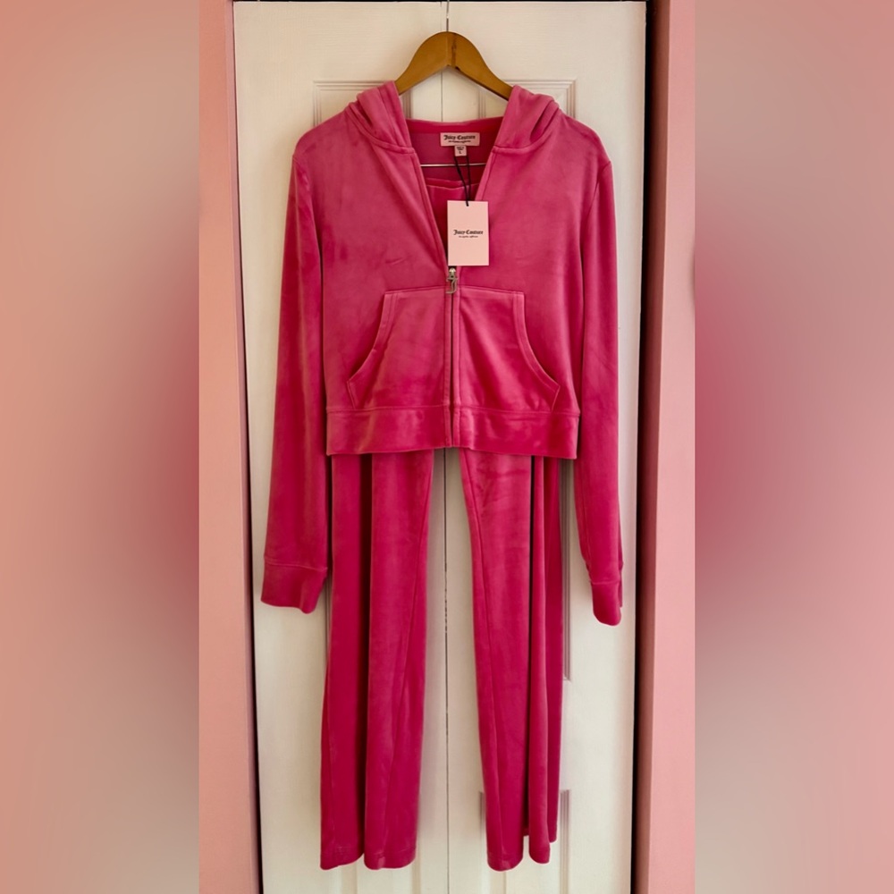 Juicy Couture Hot Pink Velour Tracksuit Set L